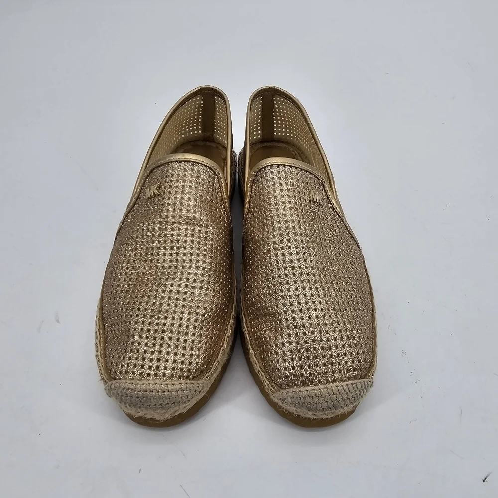 Michael Michael Kors  Kendrick Slip On Leather Espadrille, Gold, Womens Size 7